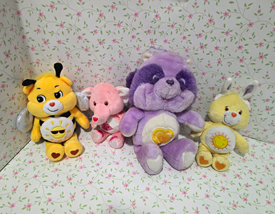 Care Bears Plush Lot of 4 Stuffed Animals Small 6-14in Vintage 1990s Multi