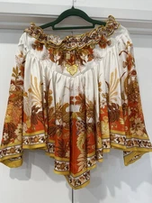 Zimmermann Brightside Placement Print Angled Hem Silk Mini Skirt Size 2 As New