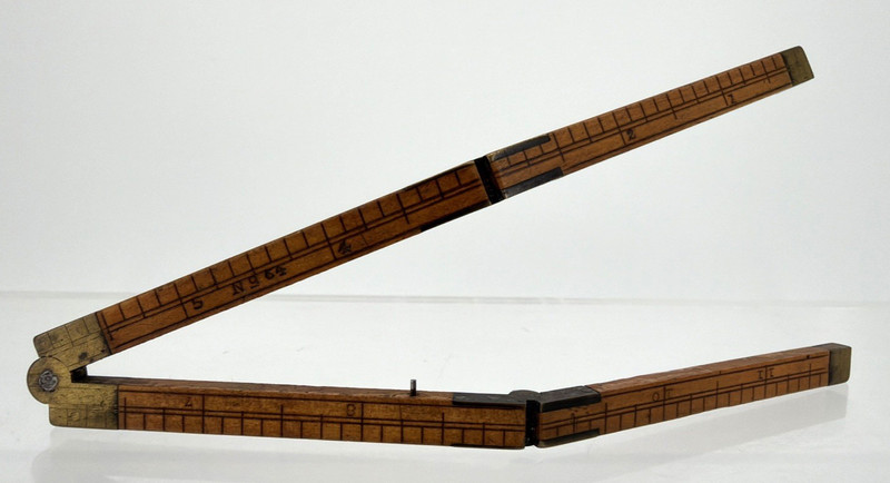 ANTIQUE NO. 64 BOXWOOD & BRASS 12" FOUR-FOLD POCKET RULE