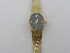 Vintage Elgin Ladies Dress Watch Black Dial Fancy Band Working