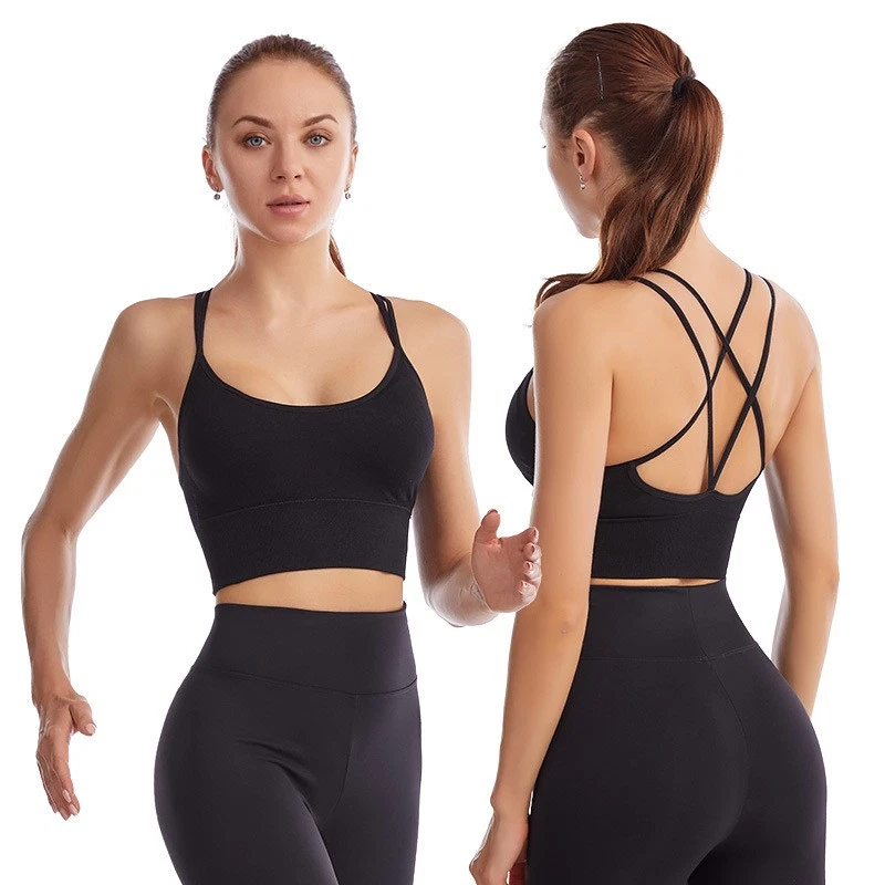 Cross Beauty Back Sports Bra For Womens Bralette Removable Cotton Pad Sportswear - Image 3 of 4