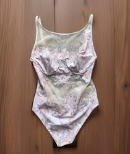 La Perla-4 Floral Mesh Pink Sheer Bodysuit Size 38 Bustier Pin Up Romantic