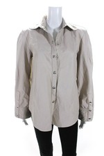 Sara Battaglia Womens Basic Faux Leather Shirt Size 2 14066368