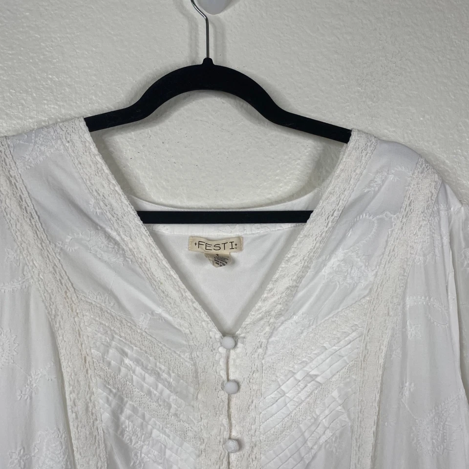 Torrid Festi платье белый размер 2 X вышитый длинный богемное коттедж Core молочница - Изображение 3 из 4