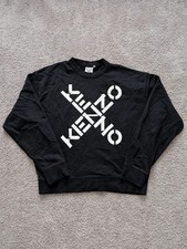 Kenzo Sweatshirt Mens Large Black Sport Big X Graphic Logo Print French Terry