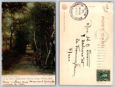 1905 Wellesley College Tupelo Point Path Postcard Rotograph MA