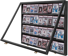 36 Graded Sports Card Display Case, Large Lockable Baseball Card Display Cabinet