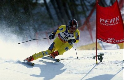 Bode Miller USA in action in the men's combined downhill at the Wo- Old Photo