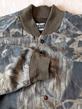 Jerzees Vintage 90s Mossy Oak Real Tree Snap Bomber Jacket Grunge Faded XXL