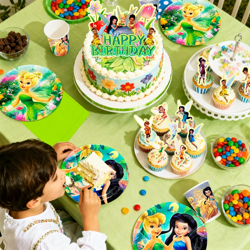 Tinker Bell Birthday Decorations,112 Pcs Tinker Bell Party Decorations Tableware - Image 4 of 4