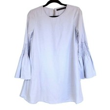 ZARA Trafaluc Cotton dress XS Blue shorts under bell sleeve