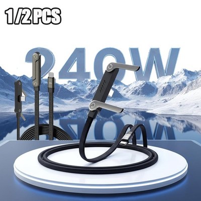 2-in-1 Invisible Holder Charger Cable 240W Fast Charging Cord with Phone Stand