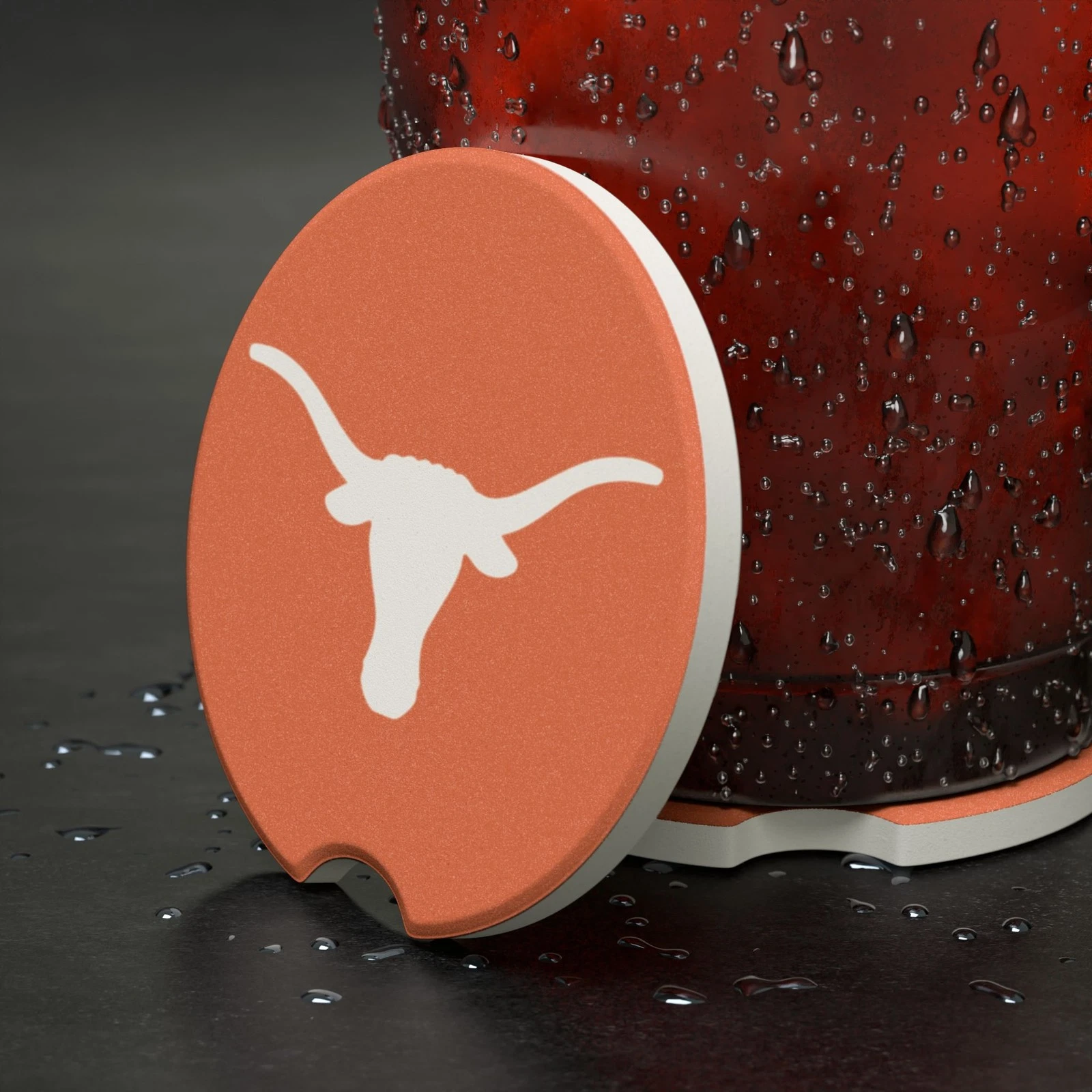 Texas Longhorns Soapstone Car Coaster – NCAA Cup Holder Insert for Car Decor