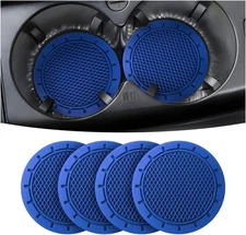 4 Pack Car Cup Holder Coaster 2.75" Non-Slip Universal Insert Deep Blue