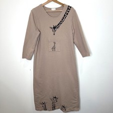 Vintage Cite Long Maxi Dress M Giraffe Print Made in USA Lagenlook Art to Wear
