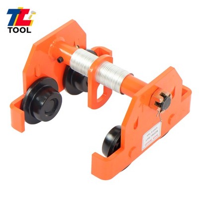 4400LBS/2 Ton Dual Wheels I-Beam Hand Trolley Alloy Steel 65-190mm Adjustable