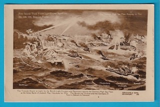 Original RP Postcard Royal Navy HMS BATTLE OF JUTLAND 1916