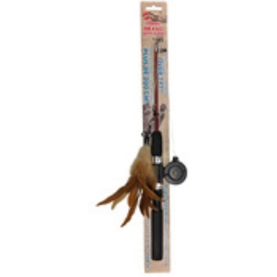 Spot Fishing Rod N Reel Kitty Teaser Cat Toy Interactive Telescopic Pole