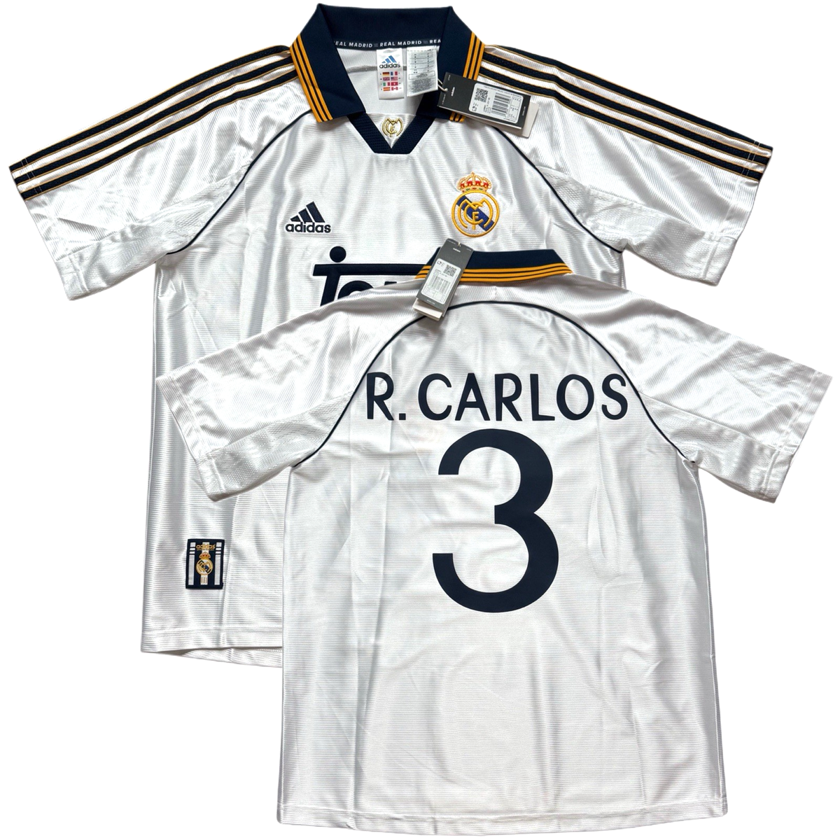 1999/00 Real Madrid Home Jersey #3 Roberto Carlos Medium adidas