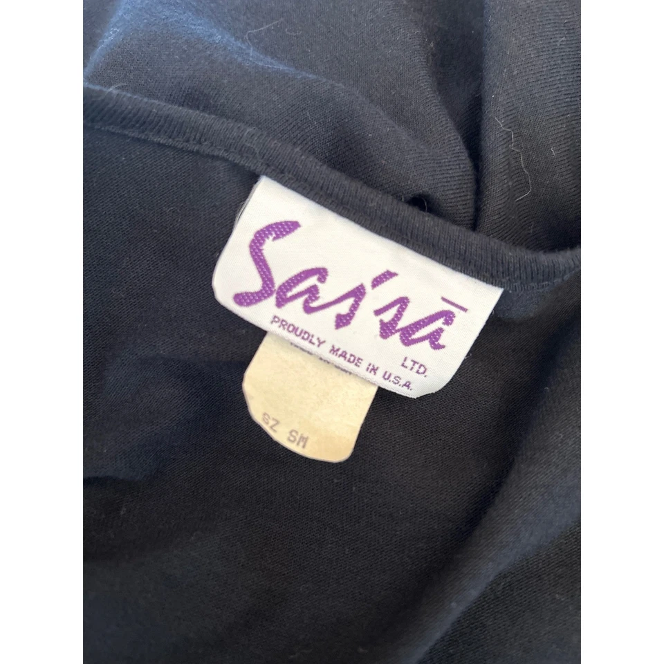 Vestido Sas'sa EE. UU. Western Flecos Concho Tachonado Negro Años 80 90 Rodeo Country Pequeño Foto 4 de 4