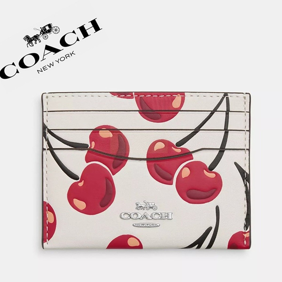 NWT ❤️ Coach Slim Id Card Case With Cherry Print | eBay