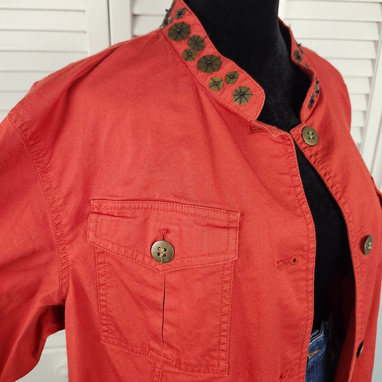 Ruby Rd Utility Jacket 16 Burnt Orange copper emb… - image 2