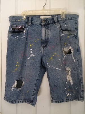 Akademiks Distressed Paint Splatter Shorts Mens 38 Vintage Y2K