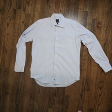 David Donahue Size XL 17-36/37 Cotton Long Sleeve Button Up Dress Shirt Trim