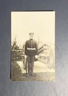 RPPC WWI Era US Soldier Portrait Cannon Military Uniform Vintage Postcard