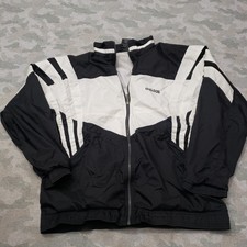 Vintage Adidas Jacket Mens Medium Black Zip Up Y2K Windbreaker