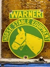 VINTAGE EQUESTRIAN PORCELAIN SIGN OLD WARNER HORSE STABLE EQUIPMENT TACK BARN 12