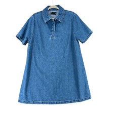 ASOS DESIGN Denim Shirt Dress Short Sleeve Collared ALine Blue Womens US 14