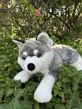 30in Grey Husky Dog Plush By Prime Shiba Essa Comfort Plush