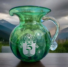 👼 Angel Number 5 - LARGE Blenko 2 1/2 Quarts Glass Pitcher 