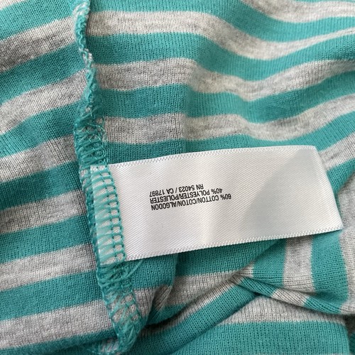 Old Navy Perfect Fit Size Large Teal Heather Gray Striped Knit Shirt 90s Y2K - Picture 6 of 10