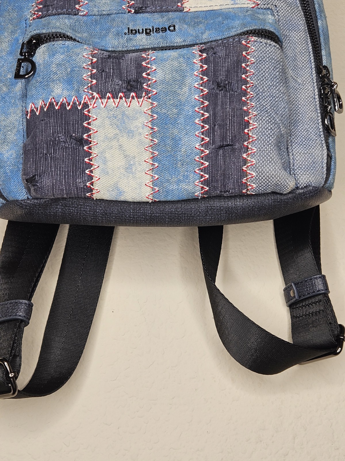 Desigual Denim Patchwork Stitched Backpack Design… - image 6