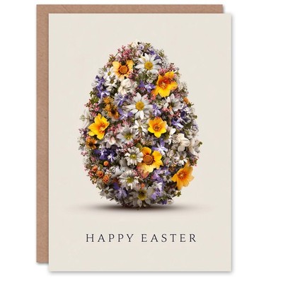Glückwunschkarte Frohe Ostern - Blumenei Design, innen leer