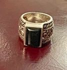 Vintage 925 Sterling Silver Onxy Ring Size 7
