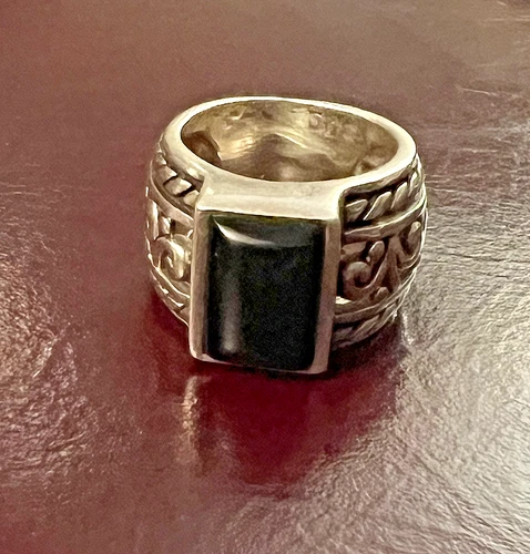 Vintage 925 Sterling Silver Onxy Ring Size 7