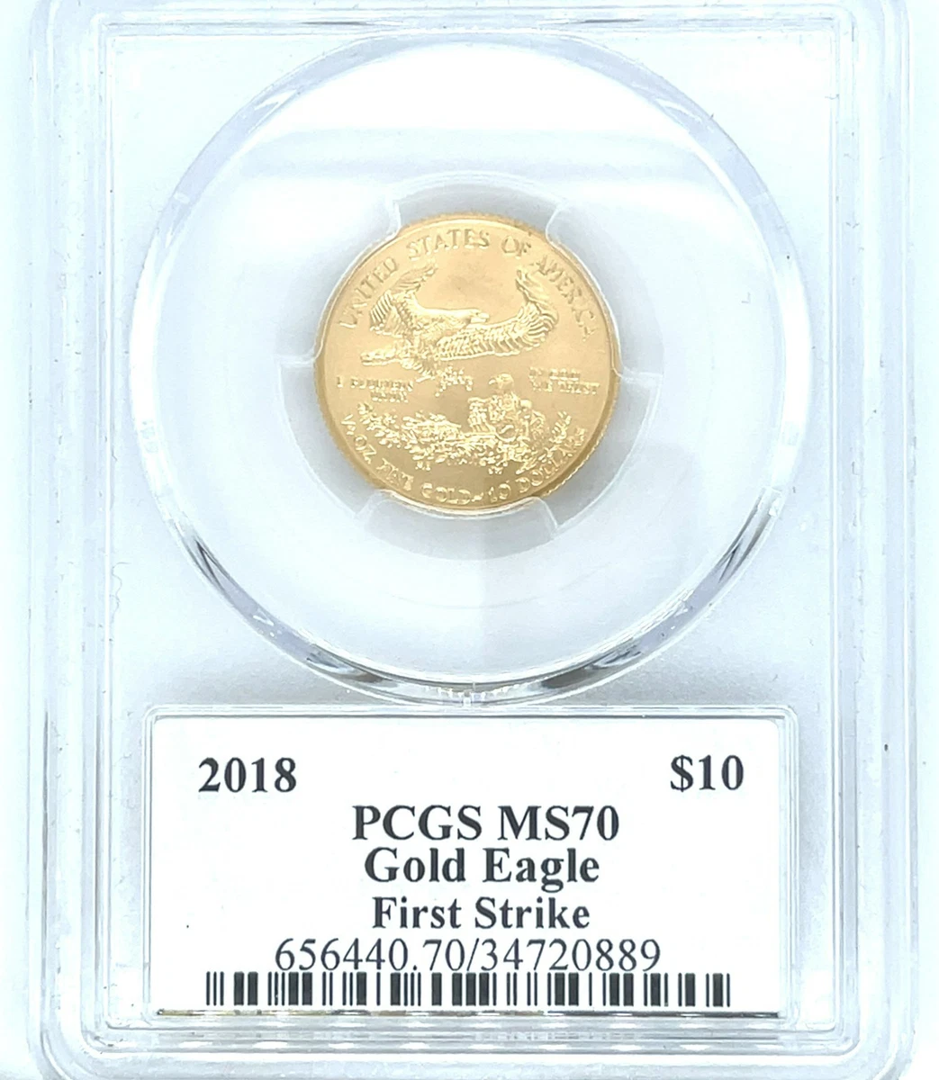 2018 G$10 Oro American Eagle 1/4 Oz PCGS MS70 First Strike Gaudens