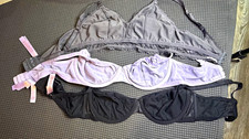 Savage X Fenty 3-Pack Lace Underwire Bralette Bras 32D Black Purple Gray