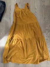 Everlane The Weekend Tiered Dress in Mustard Yellow / Gold Size Small Midi Dress