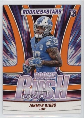 2023 Panini Rookies & Stars Rookie Rush Orange 77/125 Jahmyr Gibbs #RR-7 RC 0a6