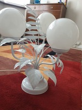 1987 Sergio Terzani Firenze Vintage table Light / Italian Enamel White Palm Lamp