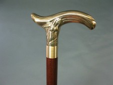 Antique Brass Victorian Handle Wooden Vintage Style Walking Stick Cane Designer