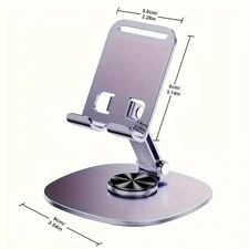 1 Rotatable and Adjustable Aluminum Alloy Phone Stand, Purple Foldable Portable