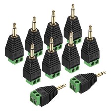 10Pcs 3.5mm TS Mono Male to 2 Pin Screw Terminal, Solderless AUX Balun Adapter