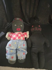 African American Primitive Handmade Doll and Bunny