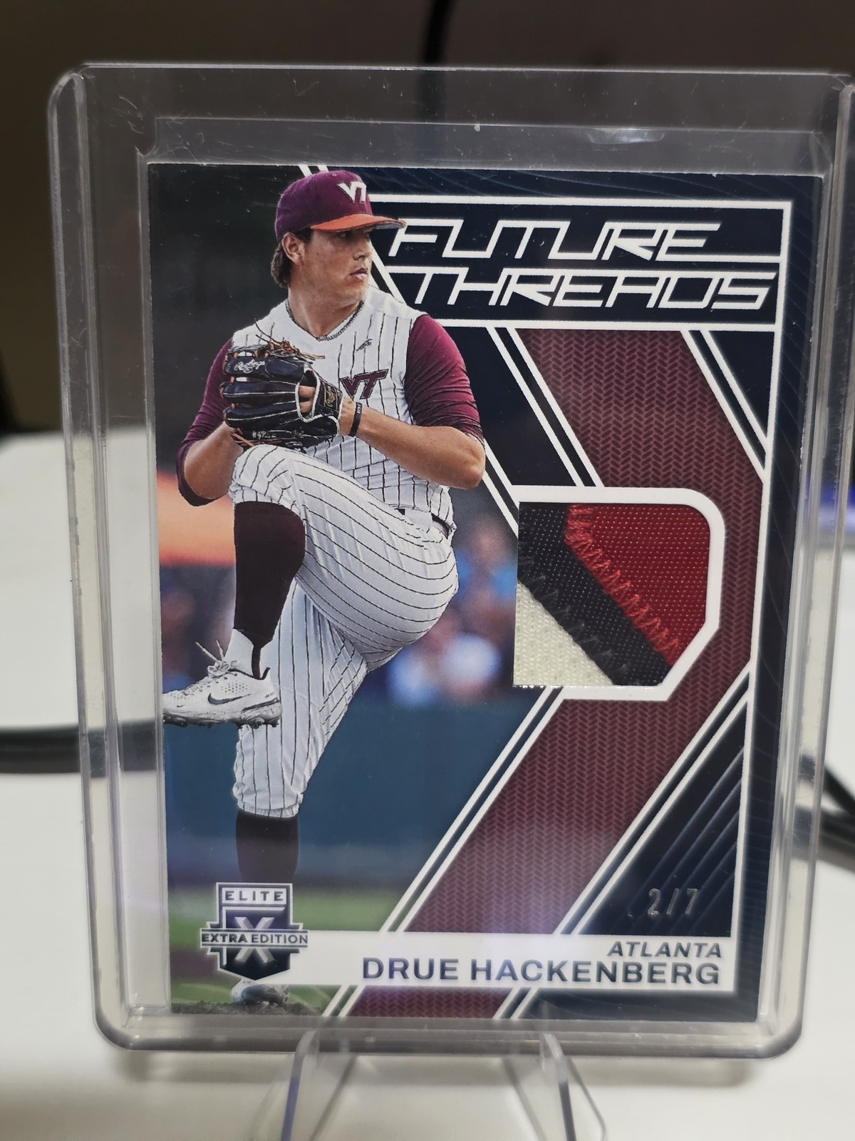 2023 Panini Elite Extra Edition #FT-DH Drue Hackenberg Future Threads Purple #/7