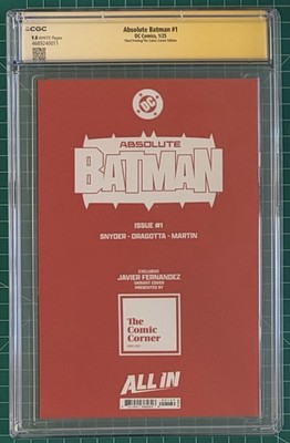 Absolute Batman #1 Akira Fernandez 3rd/4th CGC SS 9.8 2x Signed